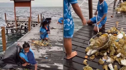 Salut! Meski Hujan Deras, Anak-anak Papua Tetap Semangat Bersihkan Laut dari Sampah yang Menumpuk