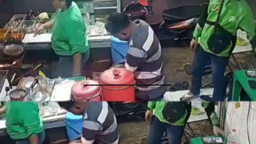 Viral Pria Beratribut Ojol Maling Handphone di Warung Makan, Aksinya Terekam CCTV