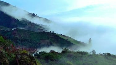 Cuaca dingin di pegunungan Dieng, Wonosobo