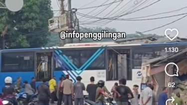 Pagi Buta Bikin Geger! Bus Transjakarta Bawa Penumpang Hantam Toko di Cakung, 6 Orang Luka