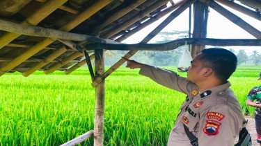 Polisi menunjukkan TKP bocah di Brebes tersambar petir