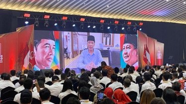 Presiden ke-7 RI Joko Widodo (Jokowi) dalam tayangan video di Kongres Projo