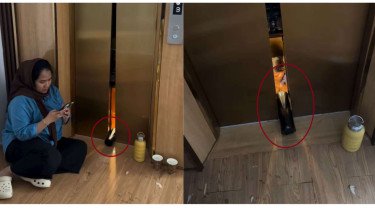 Viral Tumbler Dibuat Ganjal Pintu Lift yang Macet