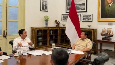 Presiden Prabowo Subianto menerima menerima Ketua DEN, Luhut Binsar Pandjaitan