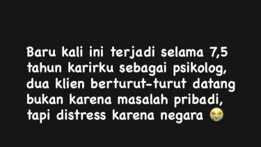 Tangkapan layar curhatan Psikolog Klinis