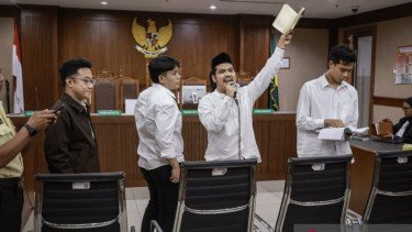 Para terdakwa kasus dugaan penghasutan aksi demonstrasi