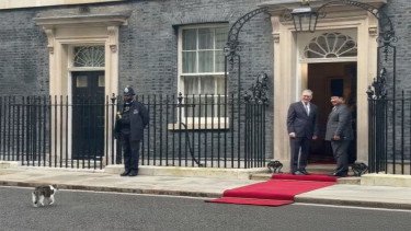Presiden Prabowo dan PM Inggris Keir Starmer disabut Larry The Cat