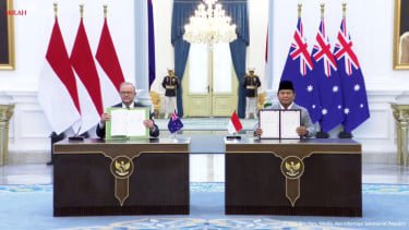 Presiden RI Prabowo Subianto dan PM Australia Anthony Albanese menandatangi traktat Keamanan Bersama