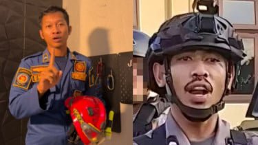 Anggota Damkar Sentil Brimob soal Helm