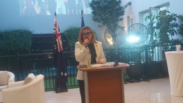 Duta Besar Australia untuk ASEAN Tiffany McDonald saat acara buka puasa di Jakarta