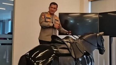 Fasilitas simulator pelatihan berkuda yang dimiliki Ditpolsatwa Korsabhara Baharkam Polri