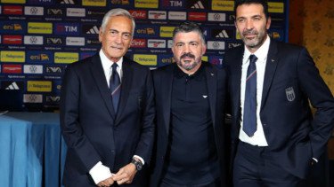 Pelatih dan manajer Timnas Italia, Gennaro Gattuso dan Gianluigi Buffon