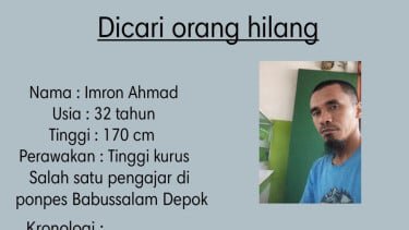 Seorang Warga Depok Dilaporkan Hilang usai Pamit Kerja ke Istri Jadi Kurir Makanan