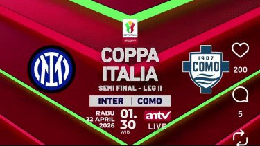 Sedang Berlangsung! Live di ANTV: Inter Milan vs Como di Semifinal Coppa Italia