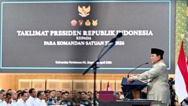 Presiden RI Prabowo Subianto memberikan taklimat ke 1.500 komandan satuan TNI