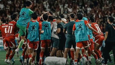 Skuad Timnas Indonesia U-19 rayakan gol ke gawang Vietnam