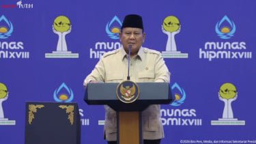 Presiden RI Prabowo Subianto dalam acara Munas HIPMI