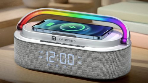 Portronics Strings Speaker Pintar 3-in-1 dengan Wireless Charging dan Jam Alarm