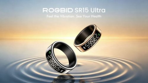 Tampilan fisik Rogbid SR15 Ultra dalam berbagai pilihan warna seperti emas dan perak., Layar Digital yang Memudahkan Pemantauan Harian, Kotak pengisian daya nirkabel untuk cincin pintar Rogbid SR15 Ultra., Material Titanium dengan Fitur Getar Pintar, Kendali Gestur dan Pemantauan Kesehatan Lengkap, Ketahanan Air dan Daya Tahan Baterai, Potensi Rilis di Indonesia, Rogbid SR15 Ultra Baru Membawa Layar Digital yang Jarang Ditemukan pada Cincin Pintar