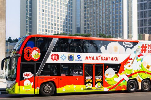 bus transjakarta, ekraf, Maxdecal, livery bus, Livery Unik Bus Transjakarta, Peringati HUT RI ke-80