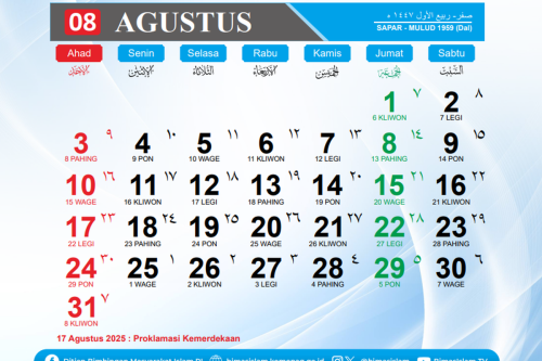 Libur Tanggal Merah Kalender Agustus 2025, Apakah Hanya Hari Minggu?
