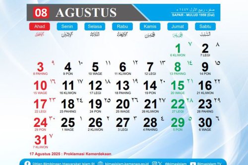 Kalender Libur Agustus 2025: Tanggal Merah, Cuti Bersama, dan Long Weekend HUT RI