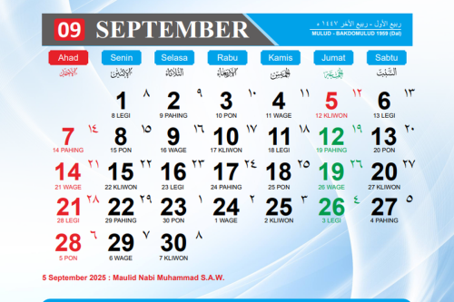 Daftar Hari Libur September 2025, Siap-siap Long Weekend Akhir Pekan Ini