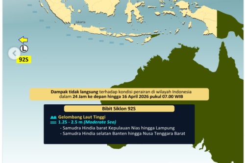 Bibit Siklon Tropis 92S Terpantau di Barat Daya Banten, BMKG Ungkap Dampaknya