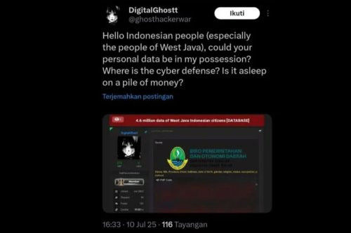 Klaim Peretasan 4,6 Juta Data Warga Jabar oleh DigitalGhostt, Pakar ITB: Kemungkinan Betul Bobol