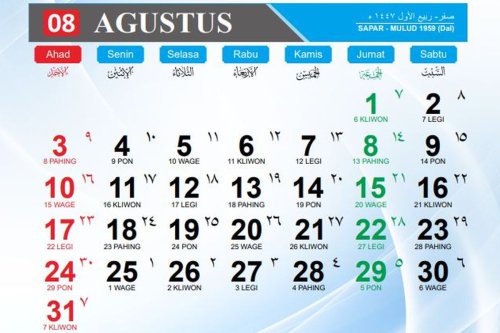 Kalender Jawa Hari Ini 15 Agustus 2025, Pemilik Weton Jumat Wage Perlu Diruwat