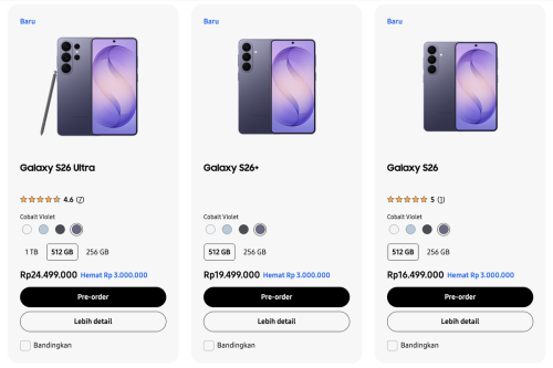 Harga HP Samsung Hari Ini 12 Maret 2026, Hemat Rp 3 Juta untuk Preorder Galaxy S26