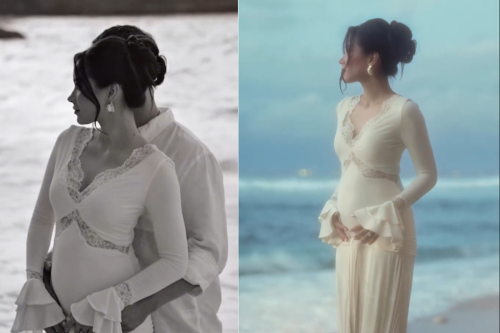 Top 5+ Outfit Maternity Shoot Alyssa Daguise di Pantai, Bernuansa Romantis