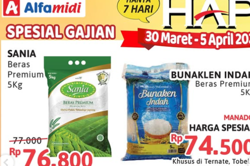 Promo Alfamidi Hari Ini 30 Maret 2026, Beras Premium Berbagai Merek Harga Spesial Mulai Rp 76.000-an