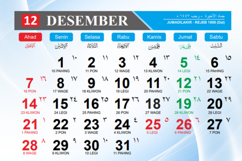 Kalender Desember 2025: Libur Sekolah, Libur Nasional, dan Cuti Bersama