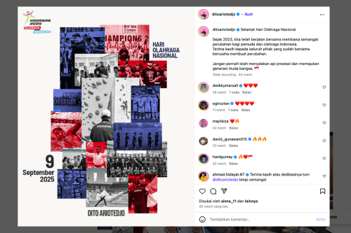 Usai Dicopot Jadi Menpora, Dito Ariotedjo Semangati Pemuda di Hari Olahraga Nasional 2025
