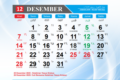 1. Isra Mikraj Nabi Muhammad SAW, 2. Tahun Baru Imlek&nbsp;, 3. Hari Raya Nyepi dan Idul Fitri 1447 H, 4. Wafat Yesus Kristus&nbsp;, 5. Hari Buruh&nbsp;, 6. Kenaikan Yesus Kristus&nbsp;, 7. Waisak, 8. Hari Kemerdekaan, 9. Natal&nbsp;, Long Weekend Desember 2025, Cek Libur Nasional dan Cuti Bersama&nbsp;