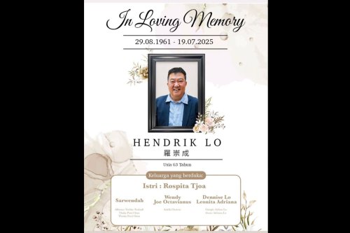 Ayah Sarwendah Tan, Hendrik Lo, Meninggal Dunia di Usia 63 Tahun