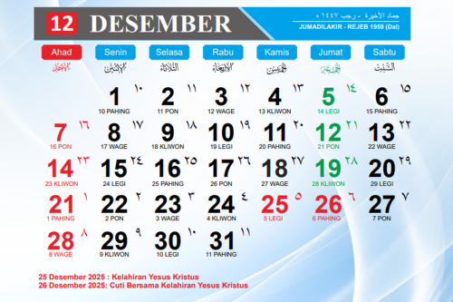 Kalender Desember 2025: Cek Libur Nasional, Cuti Bersama, dan Peringatan Pentingnya