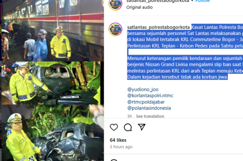 Penyebab Nissan Grand Livina Tertabrak KRL di Bogor, Ban Mobil Selip Saat Melintas Rel