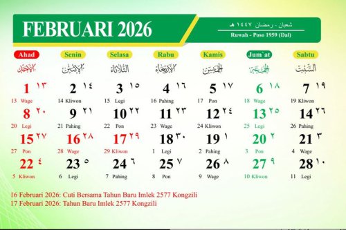 Tanggal 17 Februari 2026 Memperingati Hari Apa? Dari Imlek 2577 Kongzili dan Momen Penting Lainnya