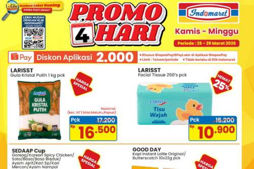 Promo Indomaret Hari Ini 27 Maret 2026, Harga Hemat Gula Pasir 1 Kg Mulai Rp 16.500