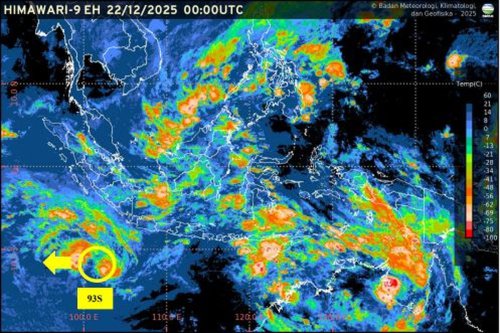 Bibit Siklon 93S Diprediksi Meningkat Jadi Siklon Tropis Kategori 2, BMKG Keluarkan Peringatan