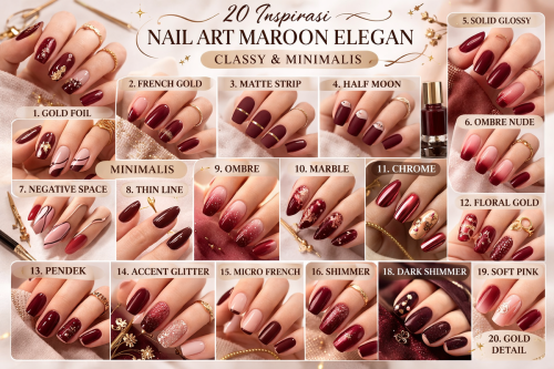 Top 20+ Inspirasi Nail Art Maroon Elegan untuk Tampilan Classy