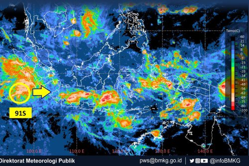 Ini Imbauan BMKG Terkait Perkembangan Bibit Siklon Tropis 91S di Barat Lampung