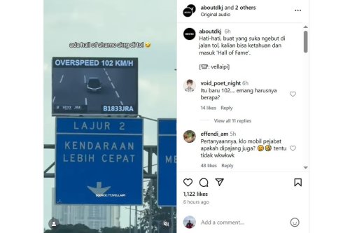 Siap-siap Masuk &ldquo;Hall of Fame&rdquo;, Rambu Tol Tampilkan Mobil Ngebut