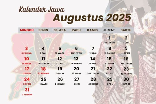 Kalender Jawa Hari Ini Senin Wage 25 Agustus 2025
