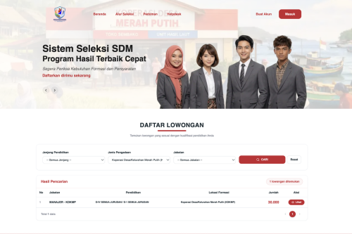 Hasil Seleksi Administrasi Manajer Kopdes Merah Putih 2026 Diumumkan, Cek Hasilnya di Sini