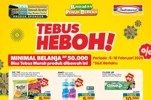 Promo Indomaret Hari Ini 18 Februari 2026, Tebus Heboh dengan Minimal Belanja Rp 50.000