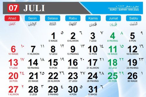 Kalender Juli 2025: Cek Tanggal Merah Libur Nasional, Cuti Bersama, dan Libur Akhir Pekan