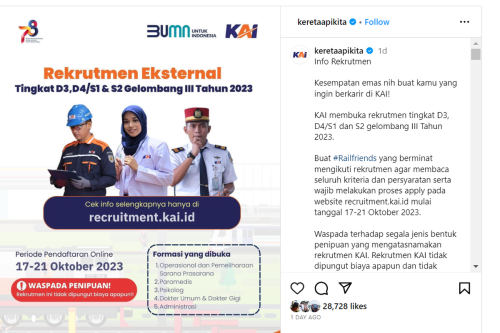 Lowongan Kerja PT KAI Terbaru, Tersedia untuk Lulusan SMA hingga S1, Cek Syaratnya